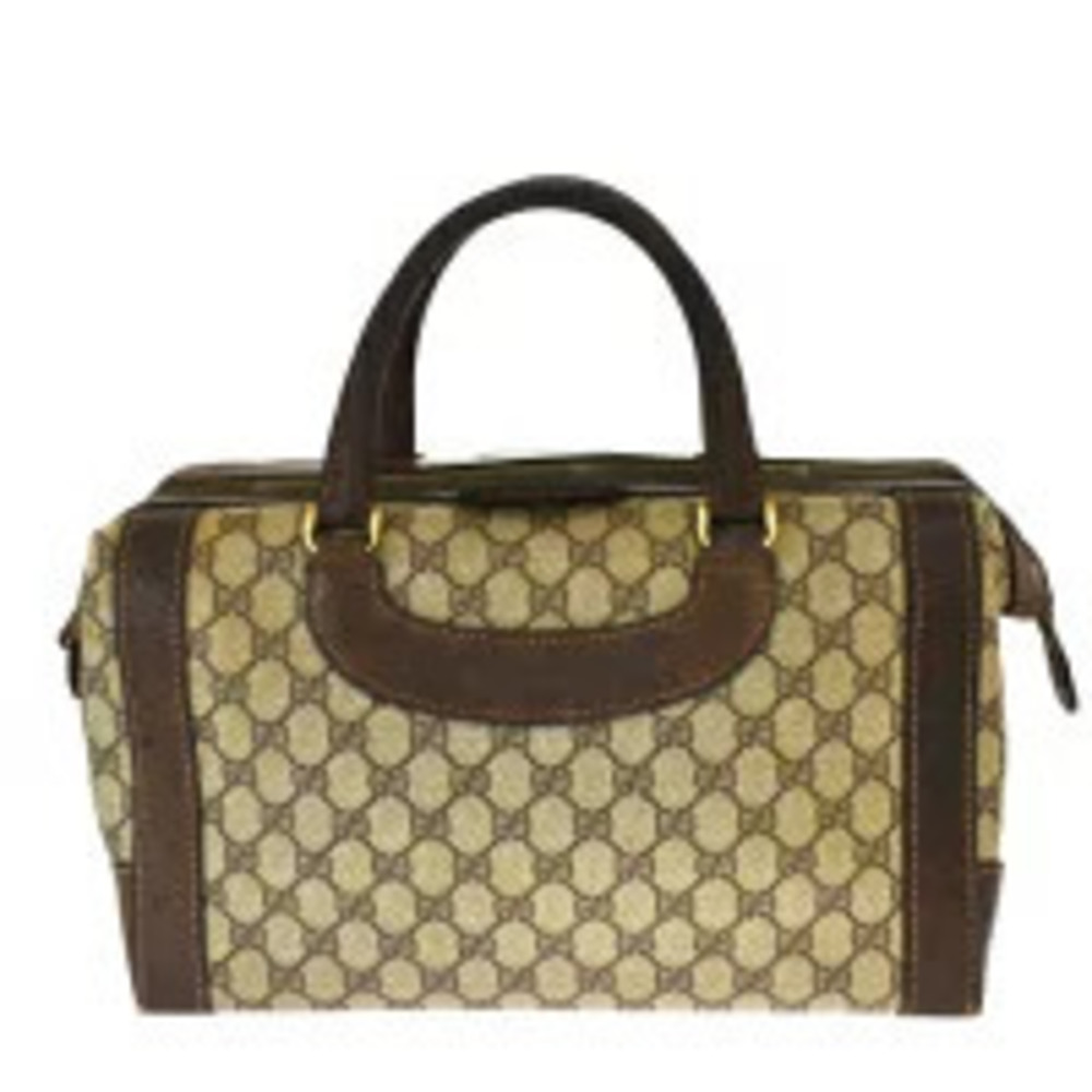 Gucci Handbag Boston Travel Bag GG Brown Leather